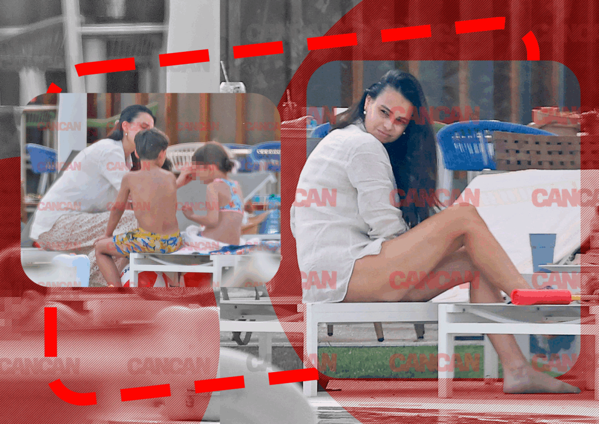 Momente discrete sub umbrelă alături de soția lui Adrian Sînă la piscină!