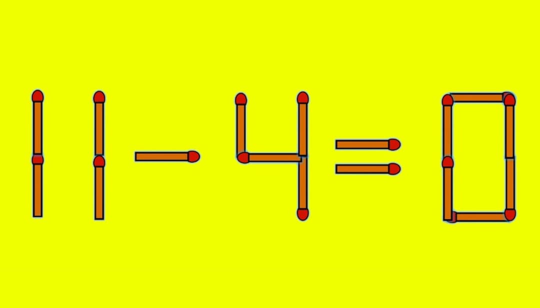 Rezolvați 11 – 4 = 0 prin mișcarea unui singur chibrit! Ești pregătit să îți testezi inteligența?