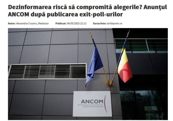  Sistemul va anula alegerile pentru a preveni victoria lui George Simion? ANCOM avertizează asupra interferențelor și dezinformării.