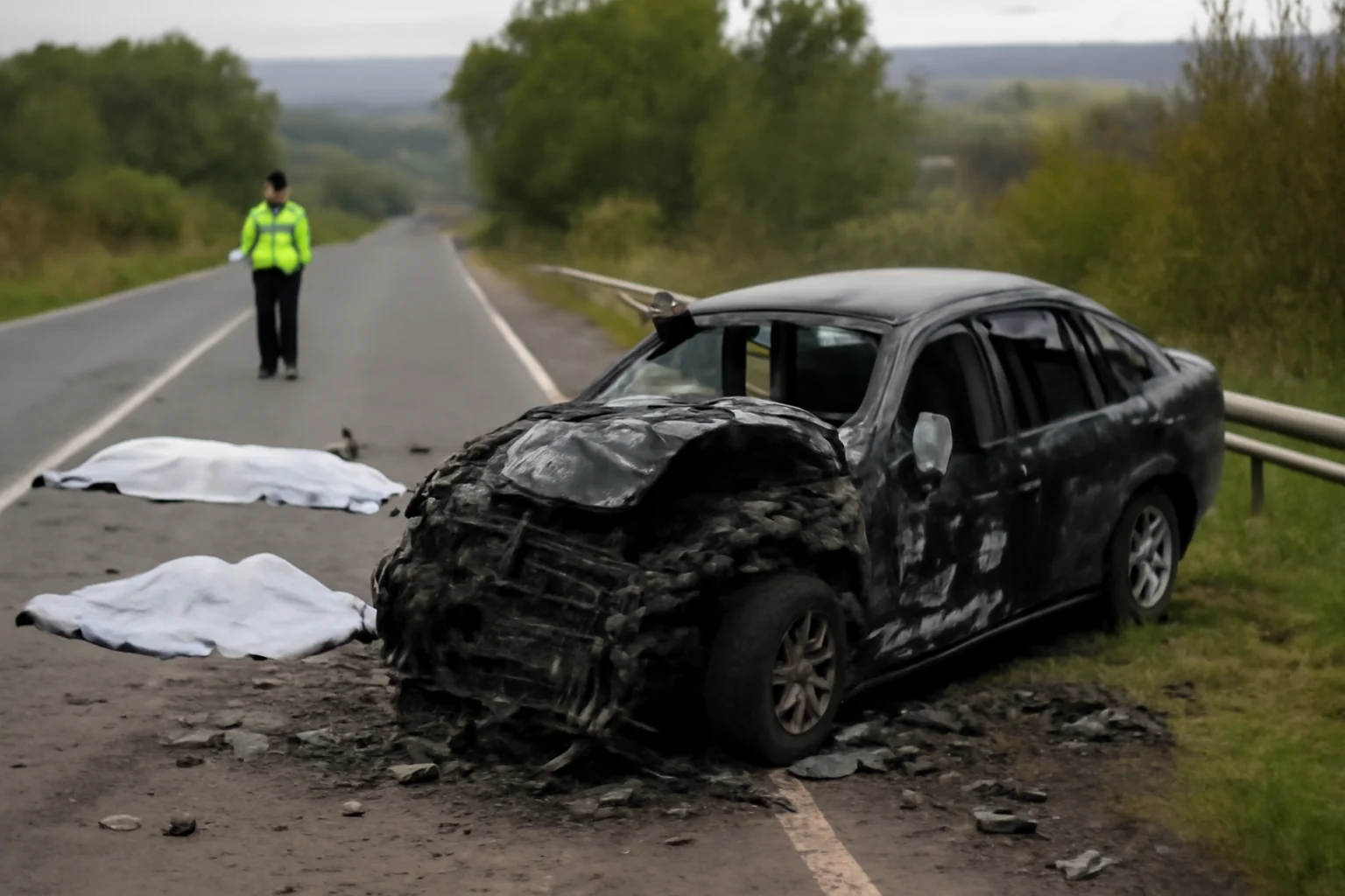 Pe DJ 608, la Cornereva, mașina a lovit un zid: un mort, doi la spital