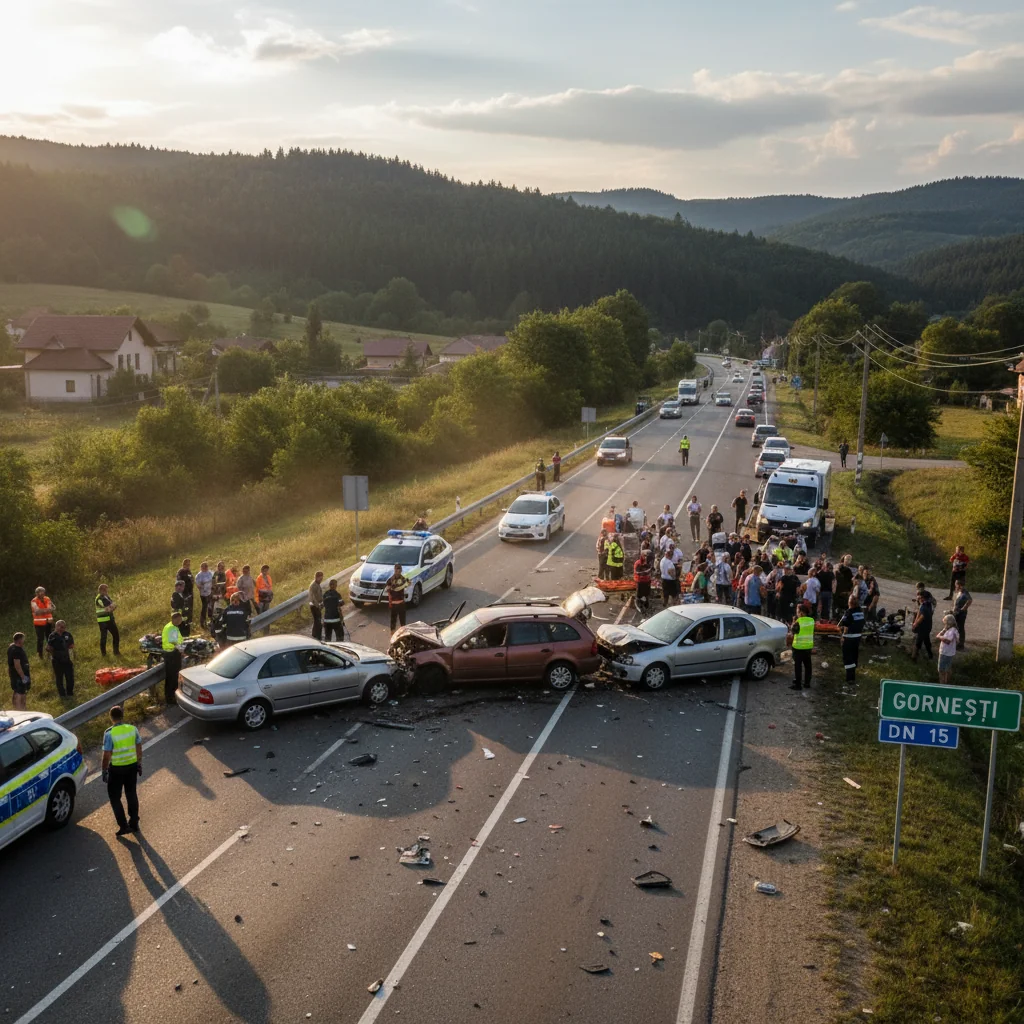 Camion militar și trei mașini pe E60: trei morți, între Mihai Viteazu și Saschiz