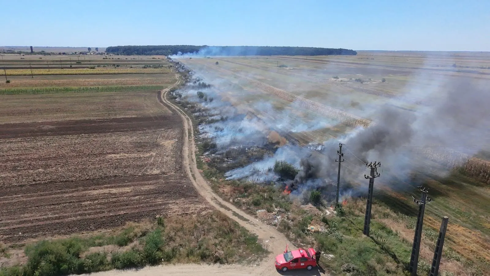 Orbeasca de Sus: incendiu pe circa 20 de hectare, stins în aproape trei ore