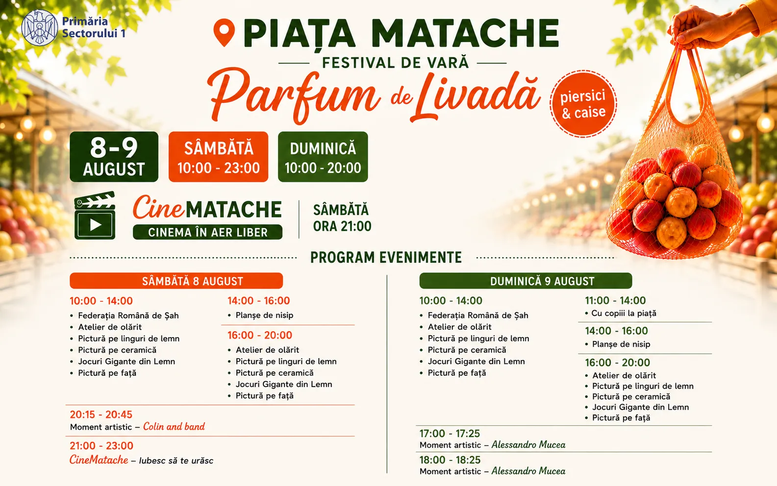 „Parfum de Livadă” aduce piersici și caise în Piața Matache
