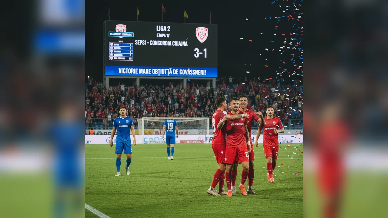 Sepsi învinge Concordia Chiajna 3-1 – Victorie importantă pentru covăsneni și clasament actualizat